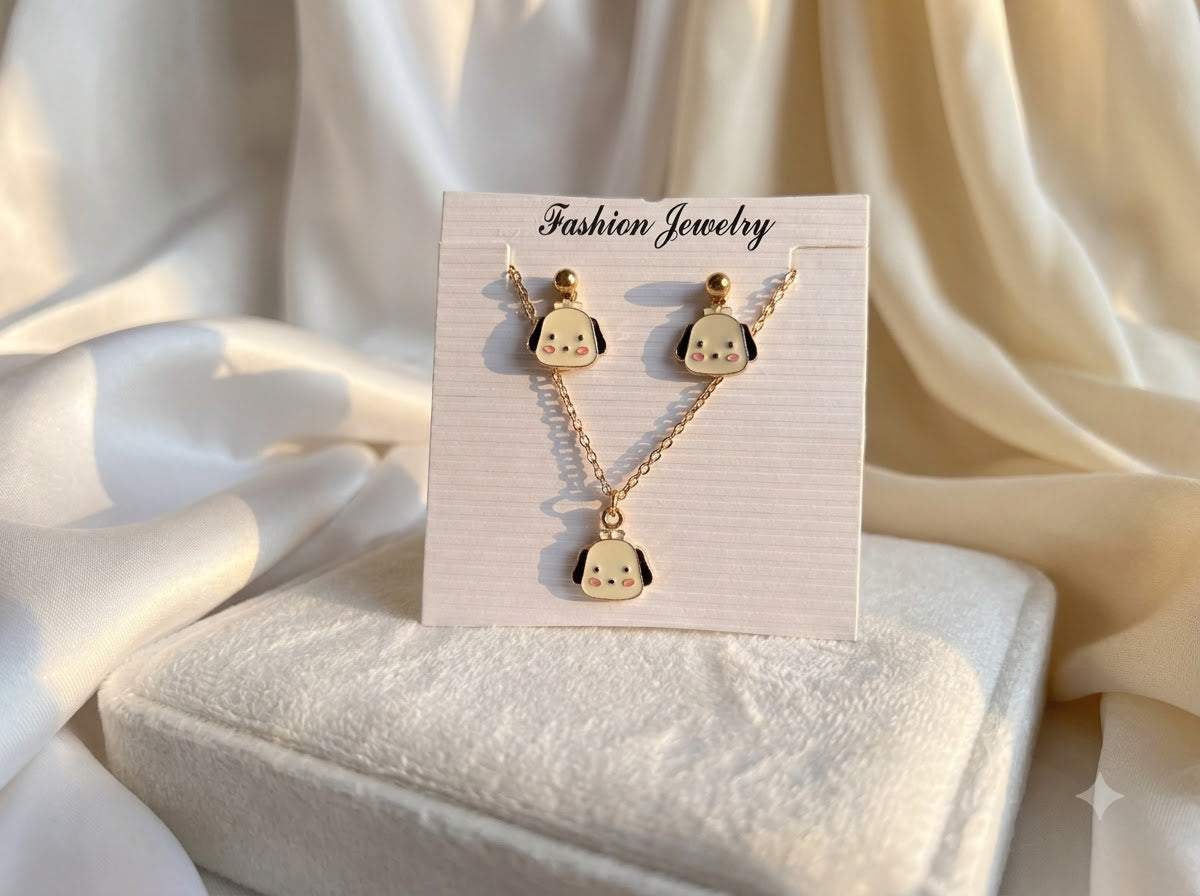 Puppy Pendant and Earings