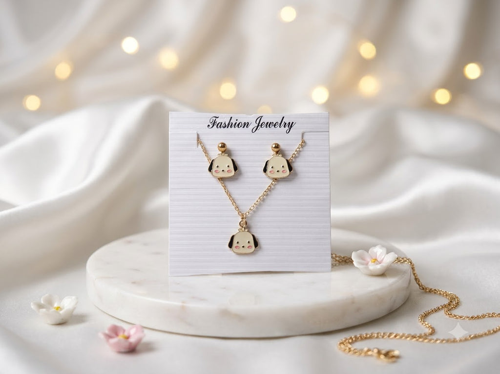 Puppy Pendant and Earings