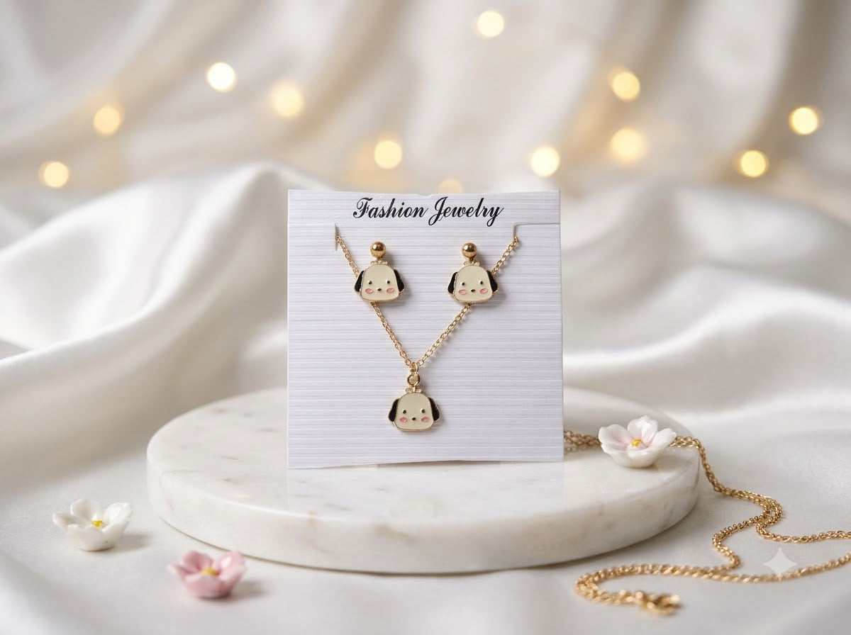 Puppy Pendant and Earings