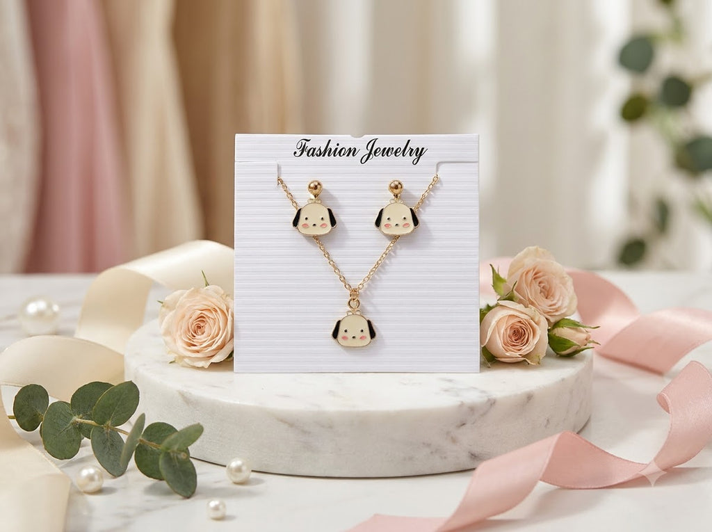 Puppy Pendant and Earings