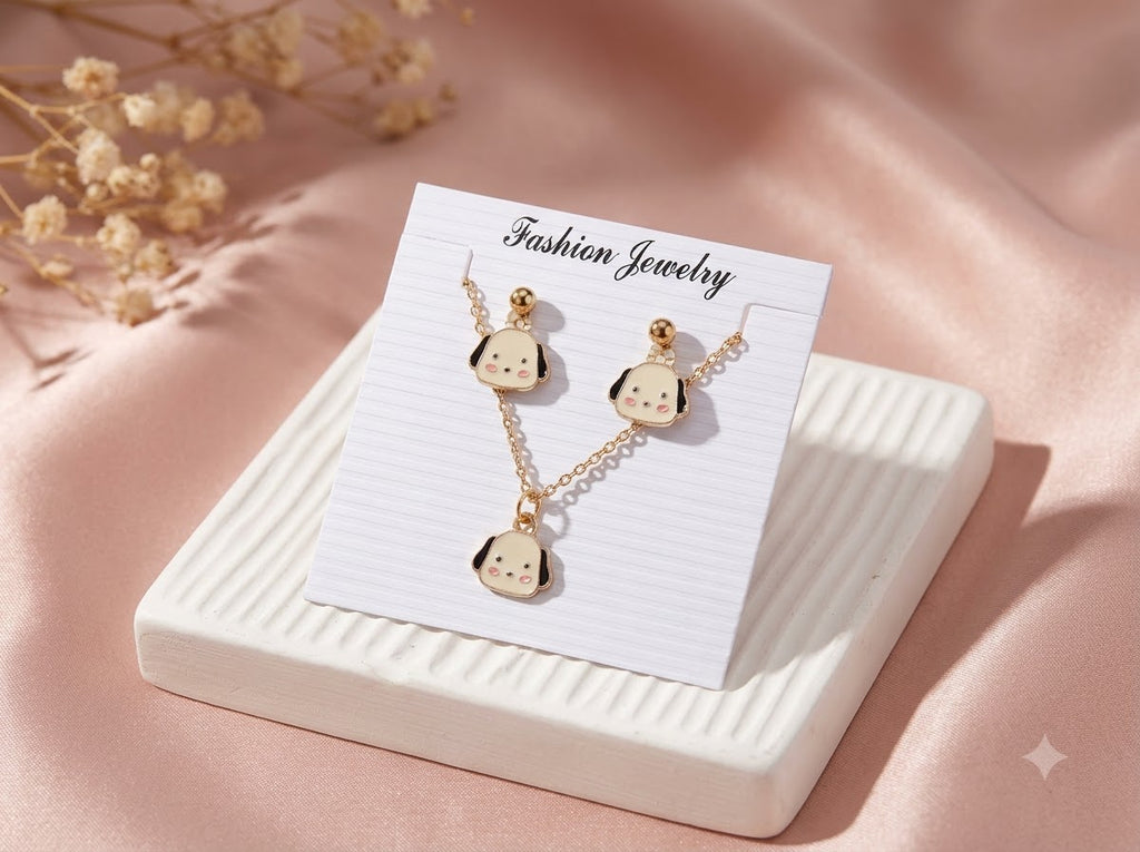 Puppy Pendant and Earings