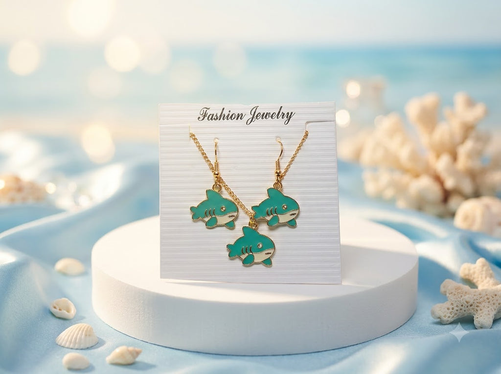 Shark Pendant & Earings