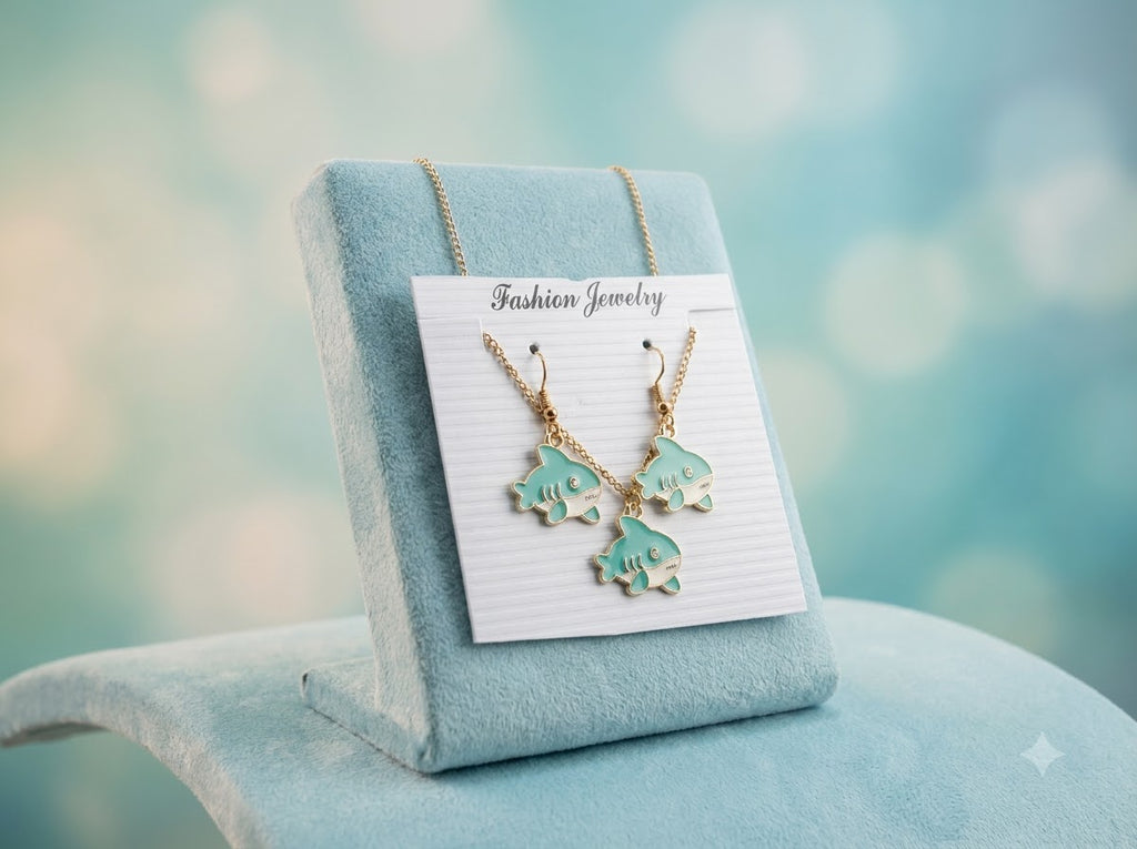Shark Pendant & Earings