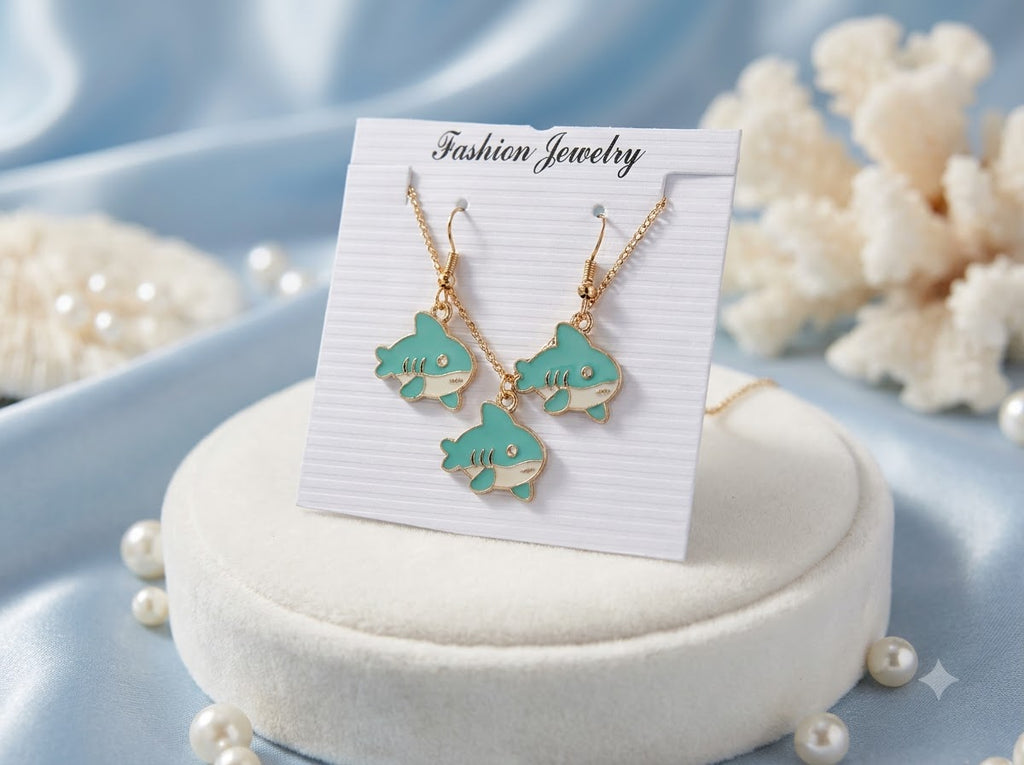 Shark Pendant & Earings