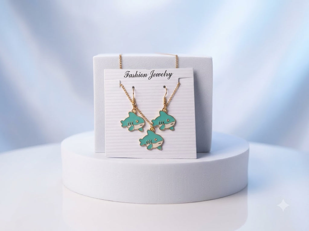Shark Pendant & Earings