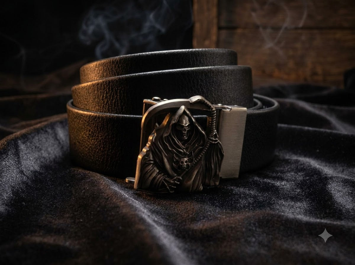 Grim Reaper Premium Slide &amp; Lock Leather Belt