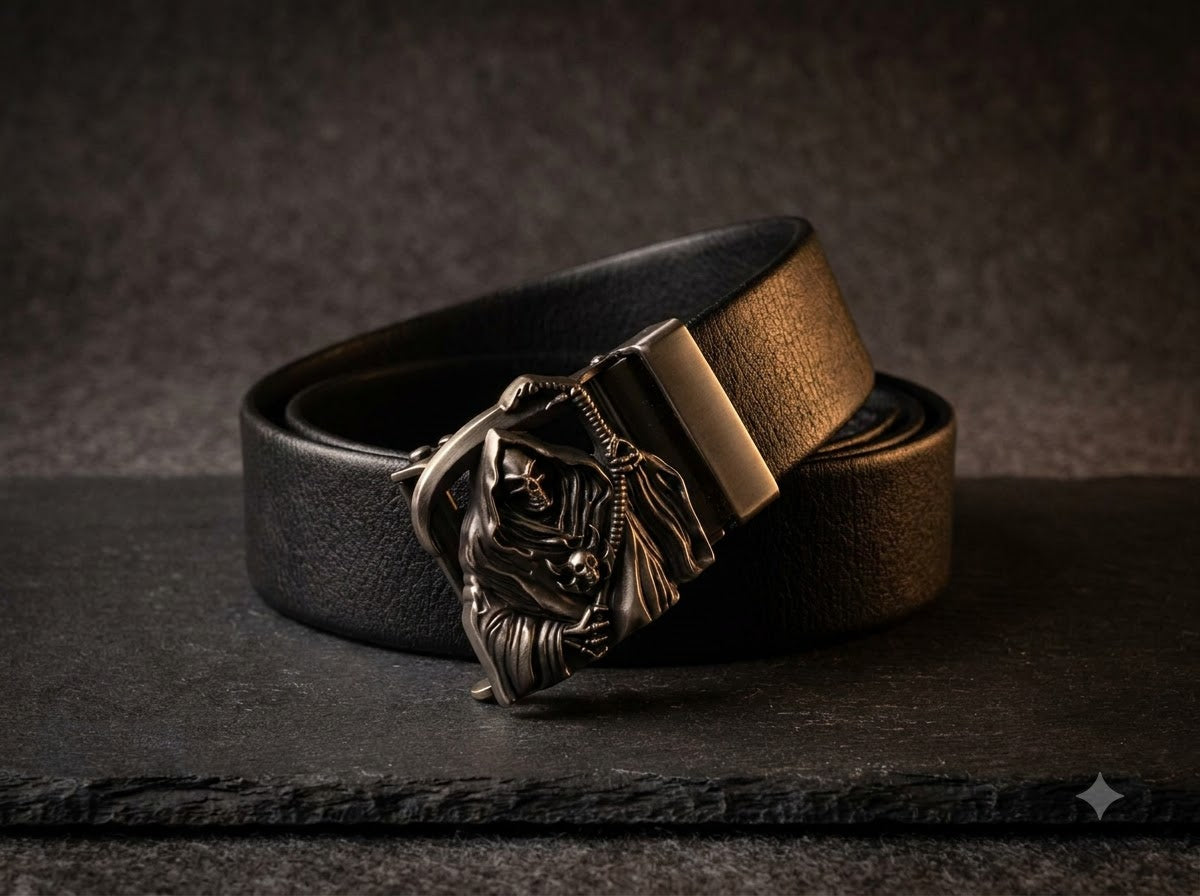 Grim Reaper Premium Slide &amp; Lock Leather Belt