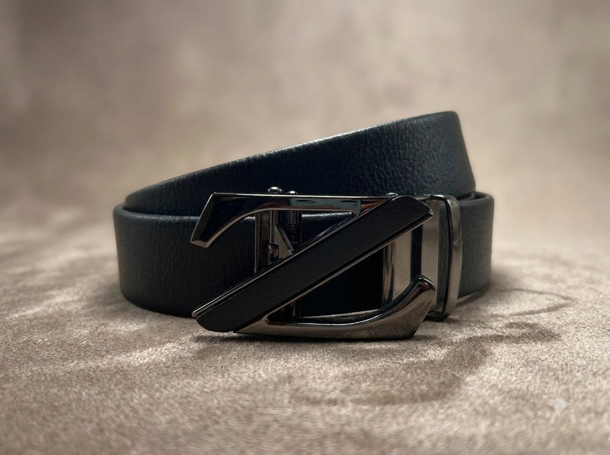 Premium Men’s Black Leather Belt with Slide &amp; Lock Buckle