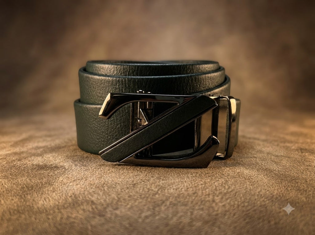 Premium Men’s Black Leather Belt with Slide &amp; Lock Buckle
