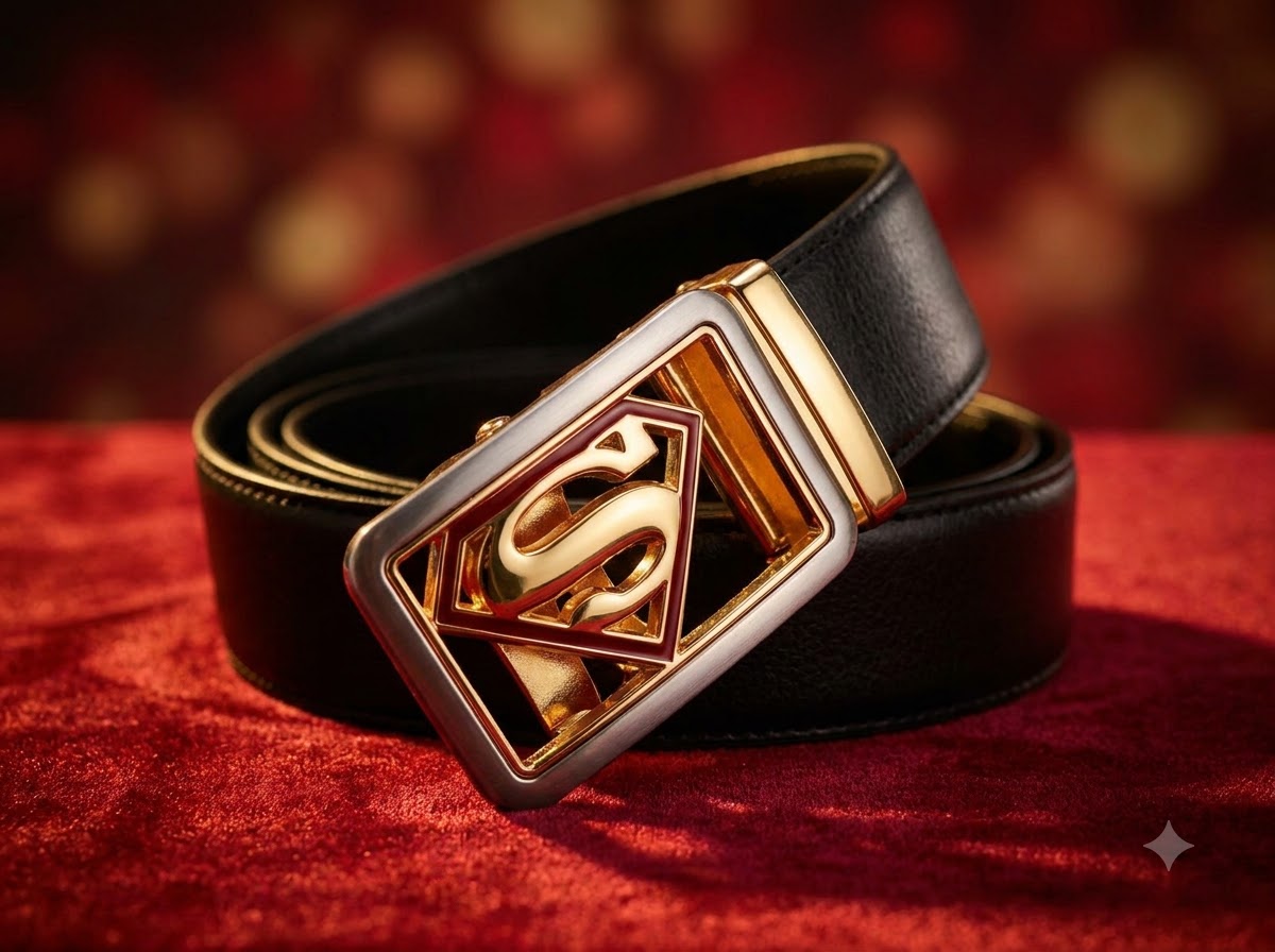 Superman Premium Black Leather Belt