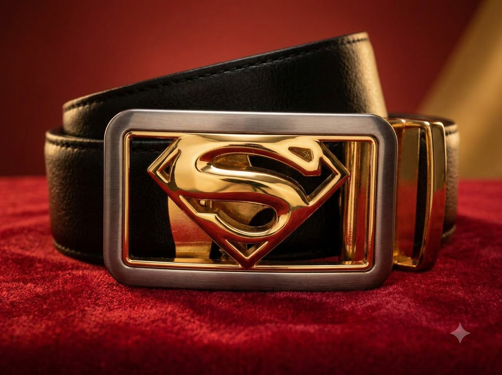 Superman Premium Black Leather Belt