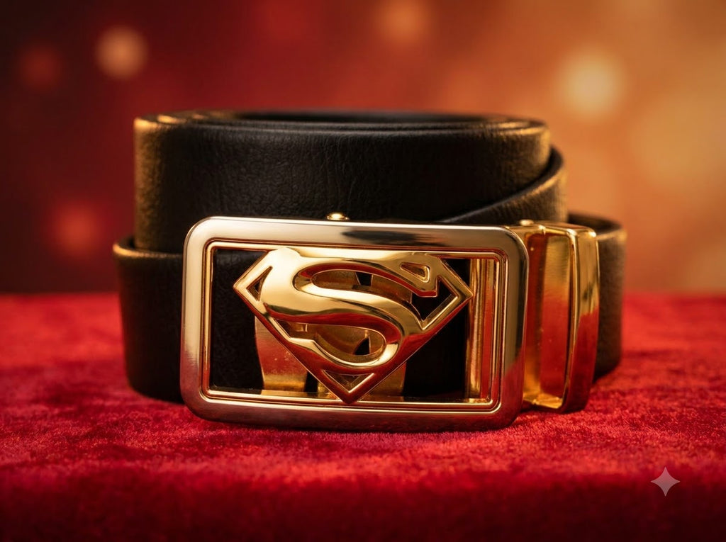 Superman Premium Black Leather Belt