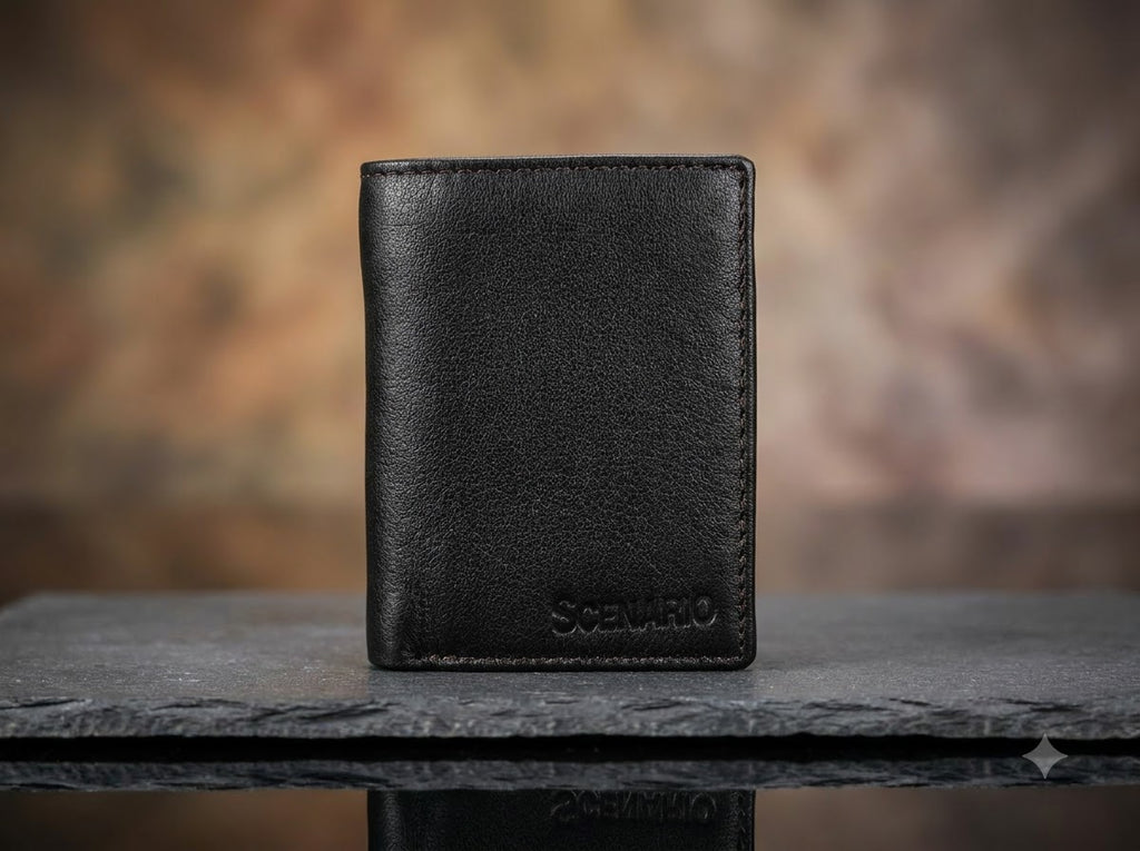 Premium Black Leather Bifold Wallet