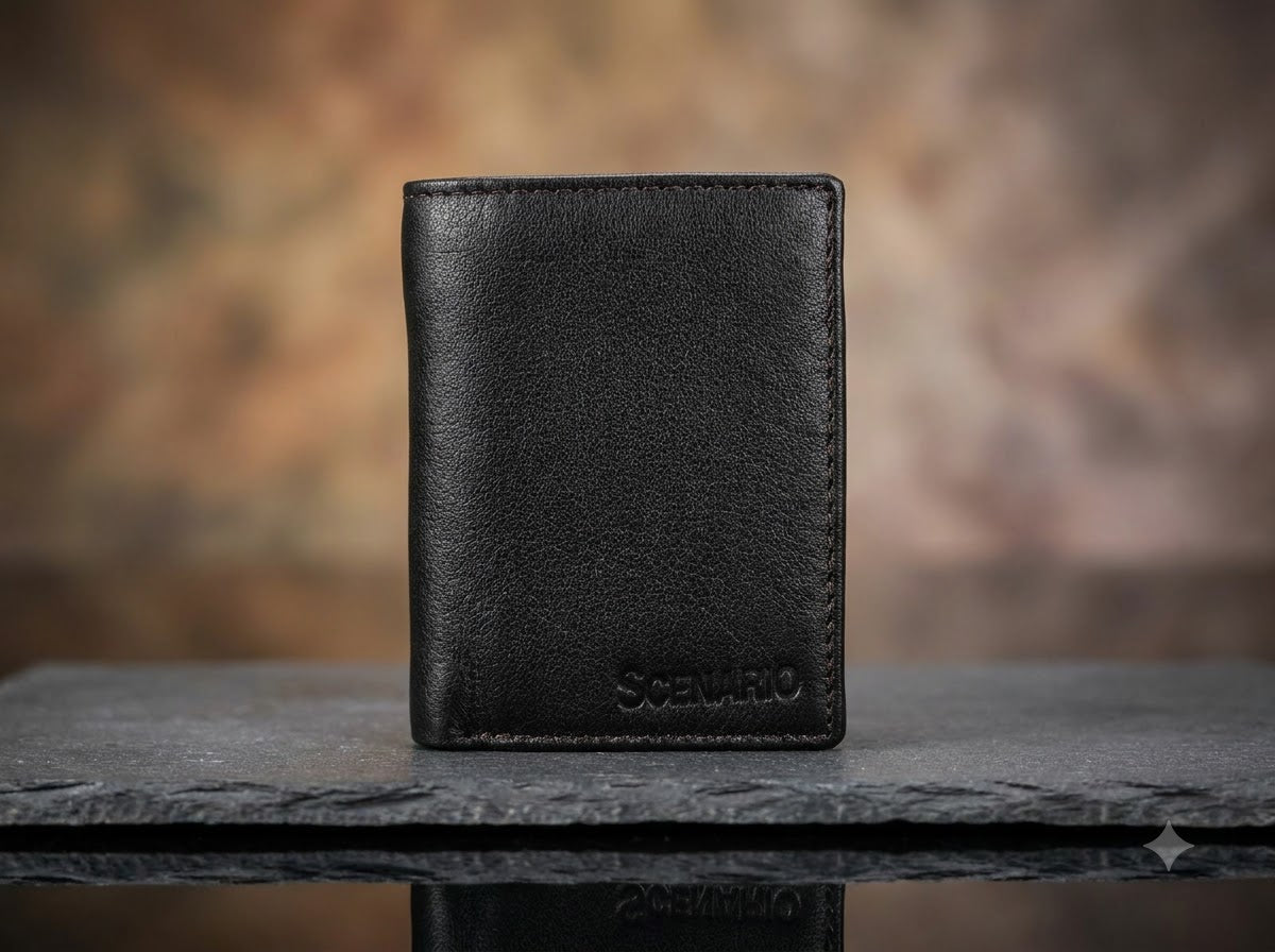 Premium Black Leather Bifold Wallet