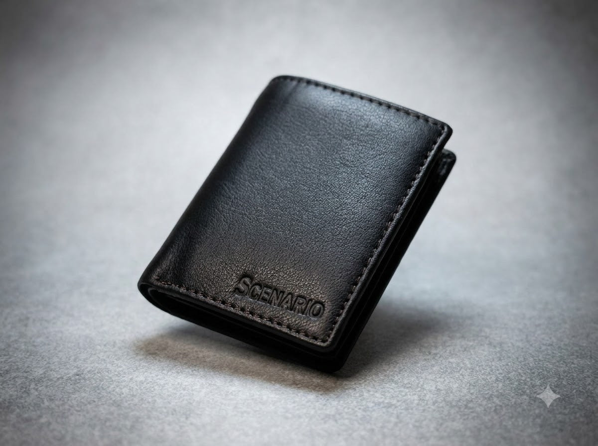Premium Black Leather Bifold Wallet