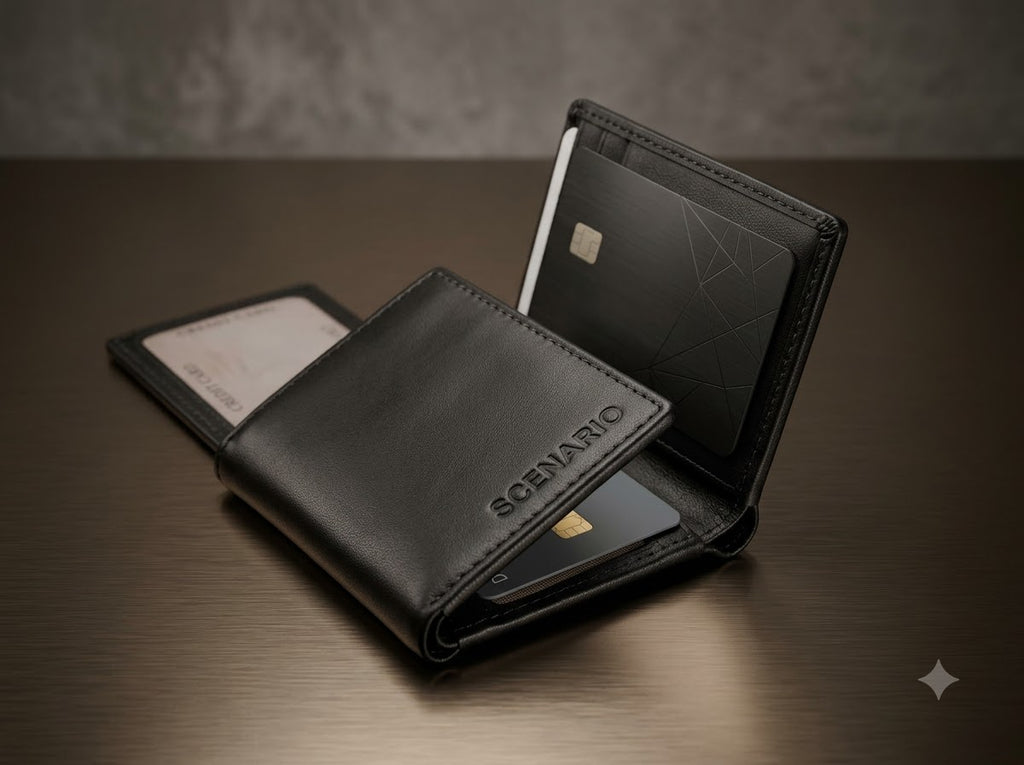 Premium Black Leather Bifold Wallet