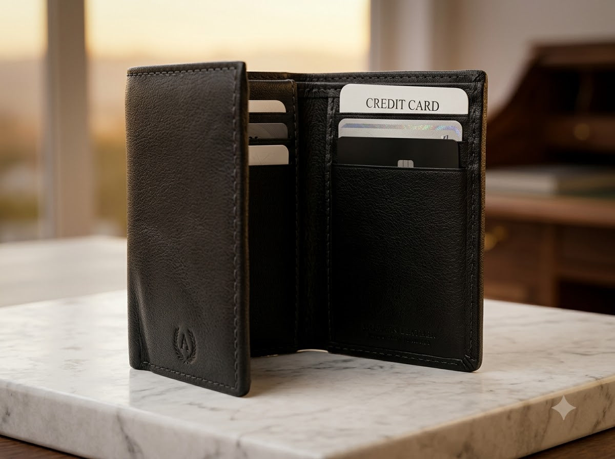 Premium Black Leather Bifold Wallet