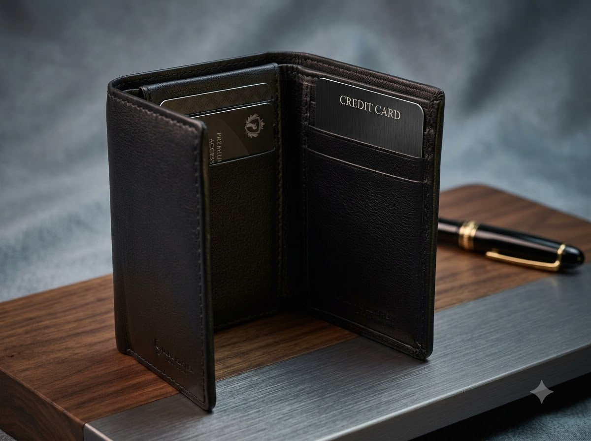Premium Black Leather Bifold Wallet