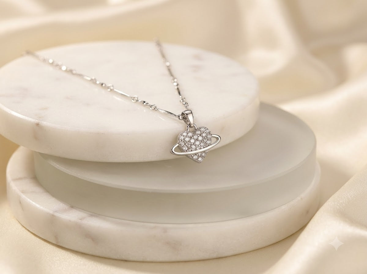 Ring Heart Necklacee and chain