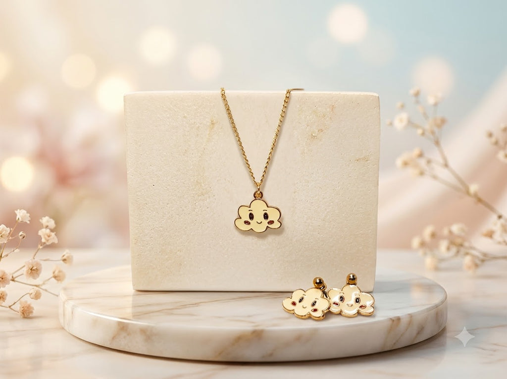 Smiling Cloud Necklace and Earings