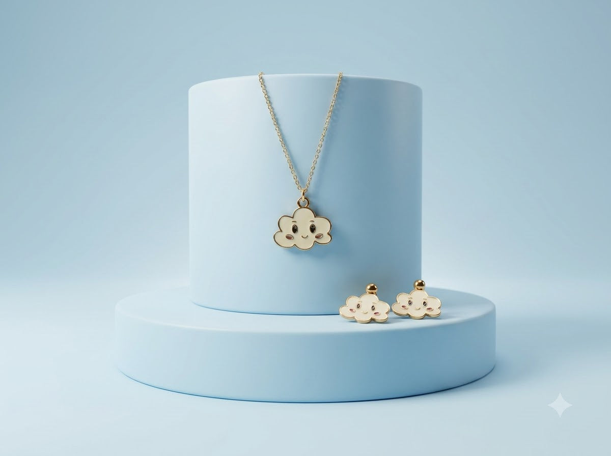Smiling Cloud Necklace and Earings
