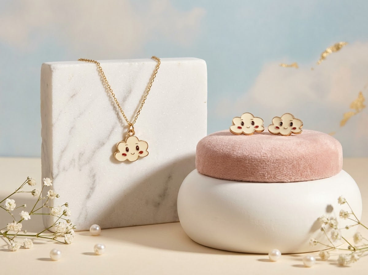 Smiling Cloud Necklace and Earings